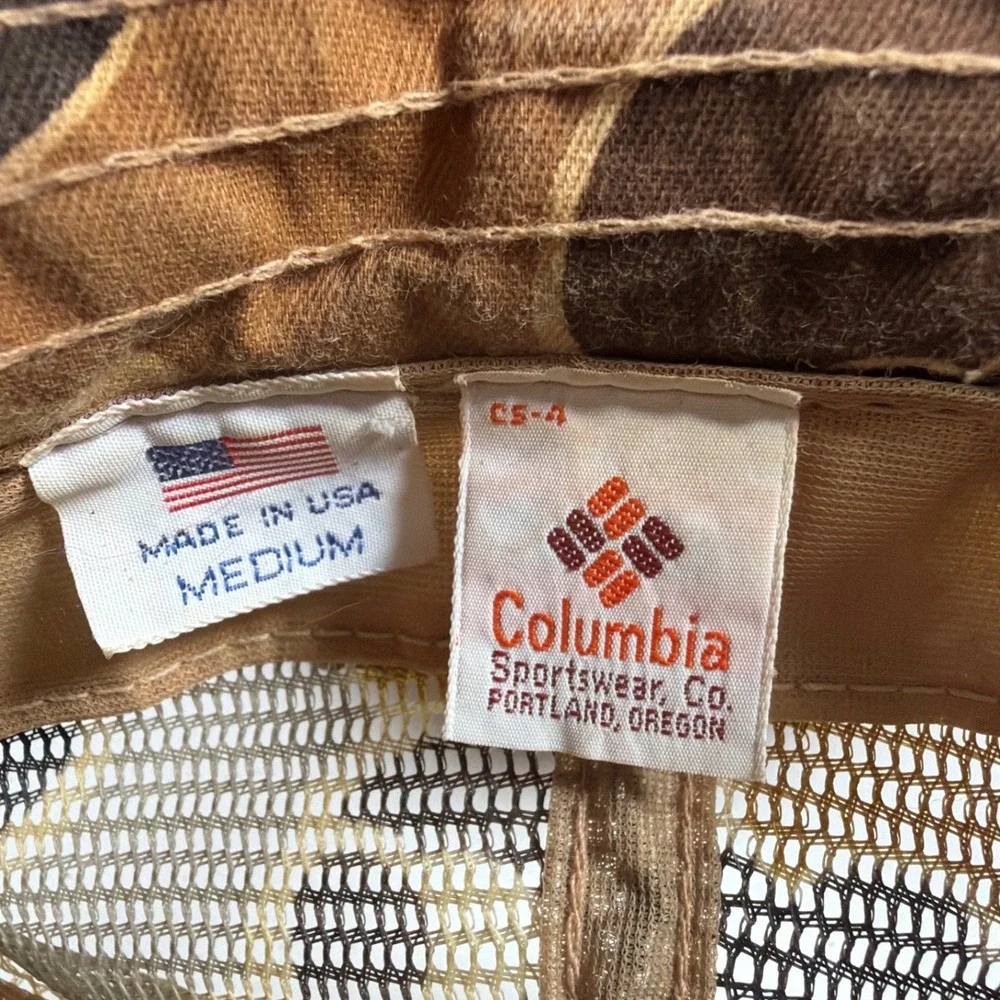 Vintage Columbia Sportswear Portland Oregon Camo Hunting Hat Made In USA Cap M